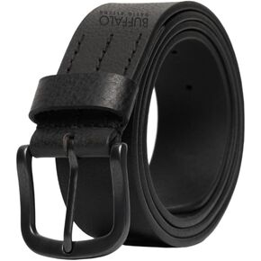 Buffalo David Bitton Mens Belt | 38mm Black Belt/Dark Brown Belt | Black Belt Buckle | 100% Genuine Leather Belt | Jean Belt