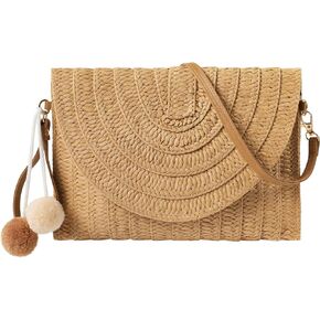 LEVOTIYER Straw Bag Woven Purse Straw Crossbody Bags for Women Straw Handmade Bag for Women for Casual Beach