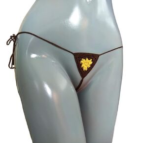 Trangscrochet crochet extreme micro bikini bottom g-string thong sexy for women Crotchless bikini bottoms