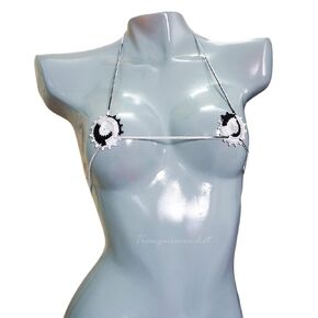 Zebra crochet extreme micro bikini tops for women Round bikini top