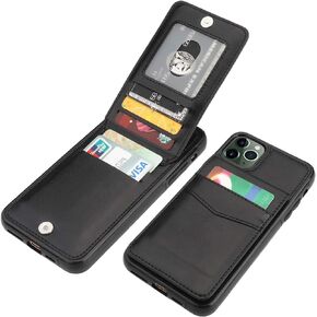 KIHUWEY iPhone 11 Pro Max Case Wallet with Credit Card Holder, Premium Leather Magnetic Clasp Kickstand Heavy Duty Protective Cover for 11 Pro Max 6.5 Inch(Black)