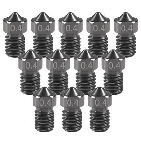 AITIAO 12PCS 3D Printer Extruder Nozzles 0.4mm Hardened Steel Nozzle V6 V5 Hotend Extruder Nozzle for Prusa i3 3D Printer 1.75mm Filament