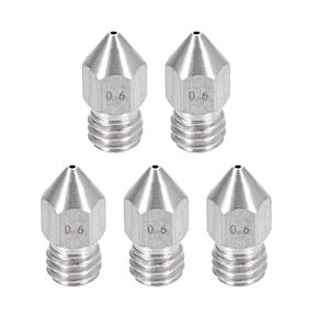 uxcell 5pcs 3D Printer Nozzle,Stainless Steel Nozzle 0.4mm,Extruder Print Head M6