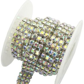 AEAAOA 1 ياردة 3 صفوف 4 مللي متر إغلاق سلسلة وحيد القرن زينة الزفاف ديكور الحفلات الحرفية زي زين (فضي + حجر الراين AB) in Kuwait