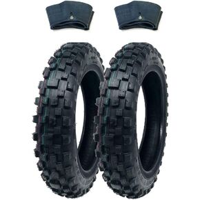 MMG Tire Set Knobby Tires Front 2.50-10 and Rear 2.75-10 with Inner Tubes TR4, Mini Dirt Bike Off road Motocross Pattern