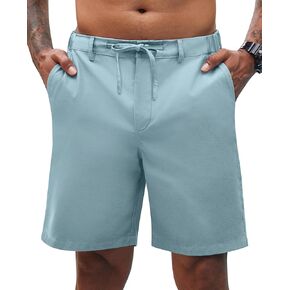 Lion Nardo Linen Shorts for Men Casual Shorts with Pockets Drawstring Linen Beach Shorts Summer Shorts Big Cotton Shorts
