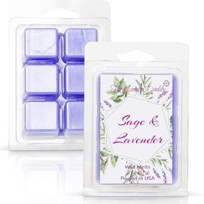 The Candle Daddy - Sage and Lavender - Relaxing Sage and Lavender Scented Melt- Maximum Scent Wax Cubes/Melts- 1 Pack -2 Ounces- 6 Cubes