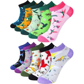 Cozypower 10 Pairs Cute Ankle Socks for Women Novelty Hummingbird Pattern Cotton Socks for Hummingbird Lover Mother's Day Birthday Gift