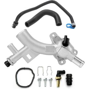 BREADEEP Aluminum Engine Coolant Water Outlet Housing Kit with Inlet Hose and Oil Cooler Hose Sensor for Buick Encore Chevy Cruze Sonic Trax 2011-2020 1.4L Replace# 902-846 25193922 55565334 13251447