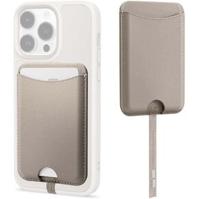 CYRILL Kajuk Mag Wallet, Magnetic Wallet Card Holder, Premium Vegan Leather [Compatible with MagSafe Cases Only] - Cream
