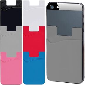 QYHOO 6PCS Phone Card Holder, Cell Phone Wallet, Silicone Adhesive ID Business Credit Card Stick On Pouch Sleeve Pocket Phone Case Compatible for iPhone, Android, Samsung Galaxy, Smartphones