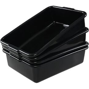 Callyne 4-Pack 13 L Black Plastic Kitchen Bus Tubs, Commercial Bus Box