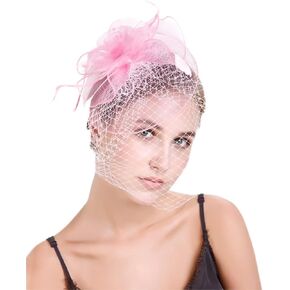 JWICOS Fascinators Hat for Women Tea Party Headband Kentucky Derby Wedding Flower Cocktail Mesh Feathers Hair Clip