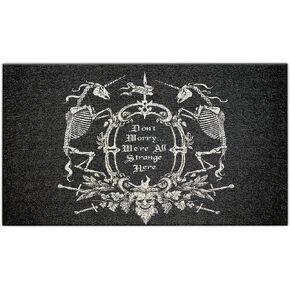 Nogrit Dark Memento Mori The Undead Gothic Macabre Art Waterproof Door Mat Outdoor Entrance 17x30 Inch Non-Slip Doormat for Gothic Home Front Door Porch Outdoor Indoor Decorations