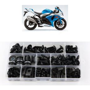 Xitomer Complete Fairing Bolts Kits, Fit for GSXR1000 2009 2010 2011 2012 2013 2014 2015 2016 K9, Mounting Kits Washers Nuts Fastenings Clips Grommets (Matte Black)