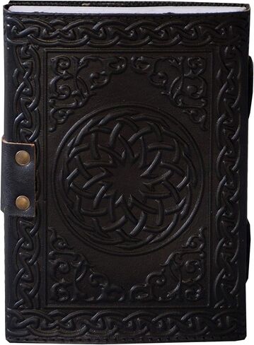 مجلة الساحرة الجلدية الخماسي الأسود 7 × 5 بوصة منقوشة فارغة كتاب الإملائي من مجلات الظلال مع قفل المشبك الخماسي يكا الوثنية لوازم السحر دفتر ورقة غير مبطنة in Kuwait