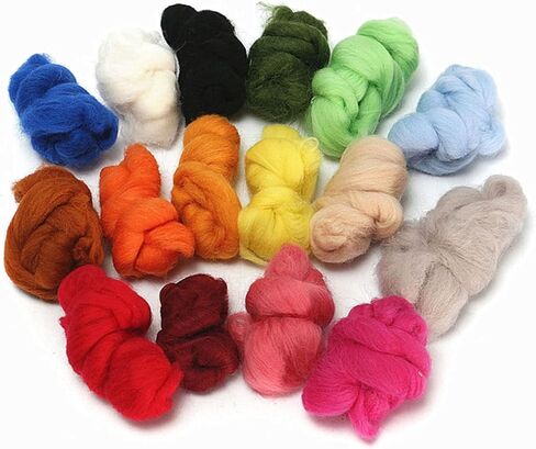 36 Felting Wool Craft Wool Yarn Needle Alpaca roving Needle Felting kit Yarn Wool Felt Felting Fleece Fibre Wool Yarn roving DIY Hand Yarn Wool Craft Knitting Machine to Rotate Toy in Saudi Arabia
