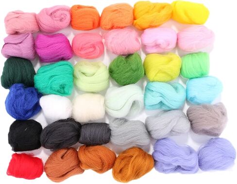36 Felting Wool Craft Wool Yarn Needle Alpaca roving Needle Felting kit Yarn Wool Felt Felting Fleece Fibre Wool Yarn roving DIY Hand Yarn Wool Craft Knitting Machine to Rotate Toy in Saudi Arabia