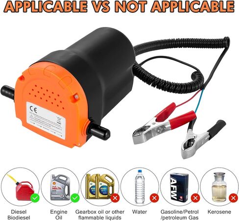 BOYISEN مضخة تغيير الزيت مستخرج 12 فولت 80 وات مضخة استخراج الزيت نقل سائل الديزل مضخة شفط الزيت مبدل سريع للسيارة والقوارب والبحرية والدراجات النارية والشاحنات وRV وATV (برتقالي) in Kuwait