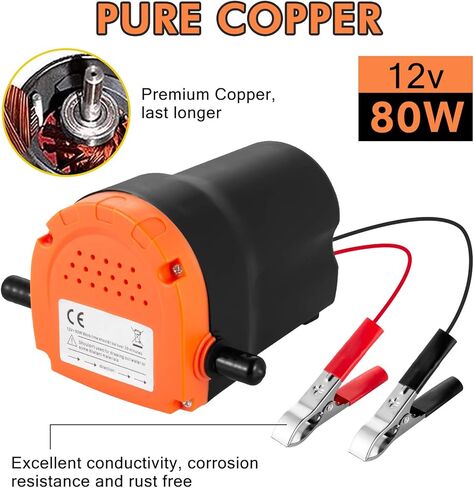 BOYISEN مضخة تغيير الزيت مستخرج 12 فولت 80 وات مضخة استخراج الزيت نقل سائل الديزل مضخة شفط الزيت مبدل سريع للسيارة والقوارب والبحرية والدراجات النارية والشاحنات وRV وATV (برتقالي) in Kuwait