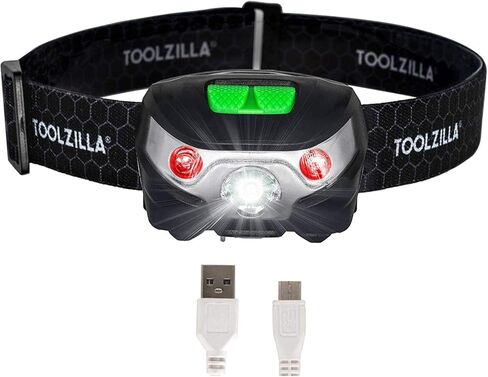 مصباح رأس LED قابل للتعديل من TOOLZILLA، قابل لإعادة الشحن عبر USB، مقاوم للطقس، 500 لومن، وقت تشغيل 30 ساعة in Kuwait