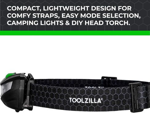 مصباح رأس LED قابل للتعديل من TOOLZILLA، قابل لإعادة الشحن عبر USB، مقاوم للطقس، 500 لومن، وقت تشغيل 30 ساعة in Kuwait