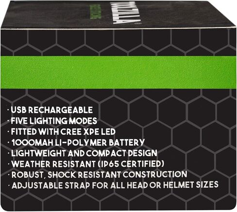 مصباح رأس LED قابل للتعديل من TOOLZILLA، قابل لإعادة الشحن عبر USB، مقاوم للطقس، 500 لومن، وقت تشغيل 30 ساعة in Kuwait