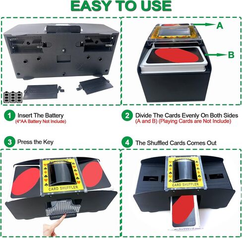 Automatic Playing Card Shuffler Battery Operated Cards Shuffler Electric Poker Shuffling Machine for UNO Card Game Night 1-2 Decks in Saudi Arabia