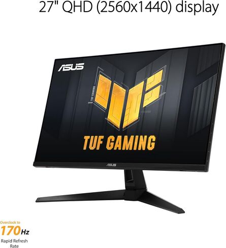 ASUS TUF Gaming 27" 1440P Monitor (VG27AQA1A) - QHD (2560 x 1440), 170Hz (Supports 144Hz), 1ms, Extreme Low Motion Blur, Freesync Premium, Eye Care, HDMI, DisplayPort, Shadow Boost, Speakers, HDR in Saudi Arabia