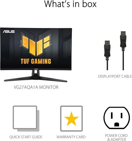 ASUS TUF Gaming 27" 1440P Monitor (VG27AQA1A) - QHD (2560 x 1440), 170Hz (Supports 144Hz), 1ms, Extreme Low Motion Blur, Freesync Premium, Eye Care, HDMI, DisplayPort, Shadow Boost, Speakers, HDR in Saudi Arabia