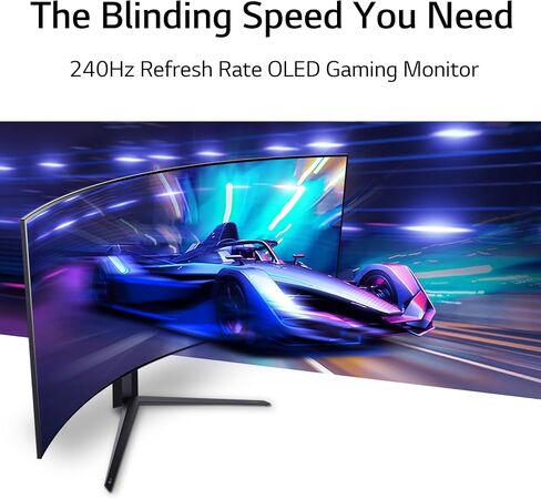 LG 45GR95QE-B Curved Ultragear Gaming Monitor 45-Inch (3440 x 1440) OLED Display, 240Hz Refresh Rate, 0.03ms GtG Response Time, NVIDIA G-SYNC Compatible, Contrast Ratio 1.5M:1, Black in Saudi Arabia