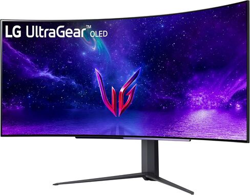 LG 45GR95QE-B Curved Ultragear Gaming Monitor 45-Inch (3440 x 1440) OLED Display, 240Hz Refresh Rate, 0.03ms GtG Response Time, NVIDIA G-SYNC Compatible, Contrast Ratio 1.5M:1, Black in Saudi Arabia