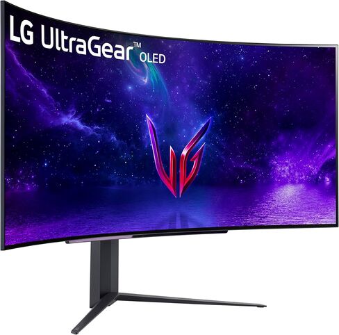 LG 45GR95QE-B Curved Ultragear Gaming Monitor 45-Inch (3440 x 1440) OLED Display, 240Hz Refresh Rate, 0.03ms GtG Response Time, NVIDIA G-SYNC Compatible, Contrast Ratio 1.5M:1, Black in Saudi Arabia