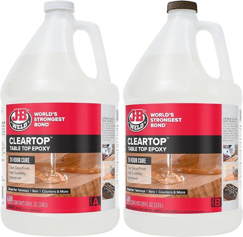 J-B Weld إيبوكسي سطح الطاولة، علاج لمدة 24 ساعة، Cleartop، مجموعة 2 جالون in Saudi Arabia