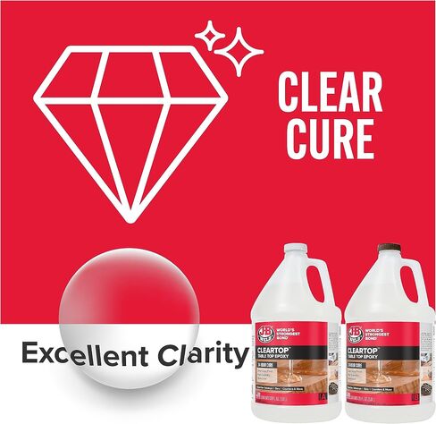 J-B Weld إيبوكسي سطح الطاولة، علاج لمدة 24 ساعة، Cleartop، مجموعة 2 جالون in Saudi Arabia