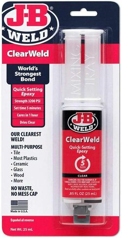 J-B Weld 50112 Clear 25 مل حقنة إيبوكسي سريعة الإعداد من ClearWeld in Saudi Arabia