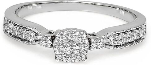 FRIENDLY DIAMONDS 1/3 Carat Brilliant-Cut Lab Grown Diamond Halo Cluster Ring | 14K Or 10K Gold Or 925 Sterling Silver Ring in Saudi Arabia