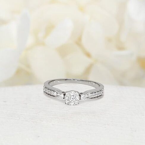 FRIENDLY DIAMONDS 1/3 Carat Brilliant-Cut Lab Grown Diamond Halo Cluster Ring | 14K Or 10K Gold Or 925 Sterling Silver Ring in Saudi Arabia
