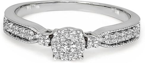 FRIENDLY DIAMONDS 1/3 Carat Brilliant-Cut Lab Grown Diamond Halo Cluster Ring | 14K Or 10K Gold Or 925 Sterling Silver Ring in Saudi Arabia