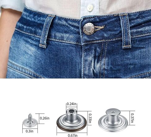 60 قطعة من دبابيس أزرار الجينز، أزرار جينز للجينز الفضفاض، أزرار معدنية فورية قابلة للإزالة، أزرار بديلة غير مخيطة لملابس الجينز، شد أو تمديد الخصر، مع مفك براغي in Kuwait