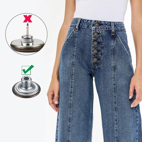 60 قطعة من دبابيس أزرار الجينز، أزرار جينز للجينز الفضفاض، أزرار معدنية فورية قابلة للإزالة، أزرار بديلة غير مخيطة لملابس الجينز، شد أو تمديد الخصر، مع مفك براغي in Kuwait