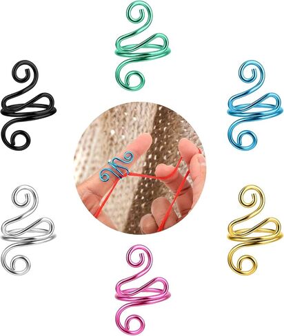 6Pcs Adjustable Hook Ring Handmade Crochet Tension Ring Finger Knitting Thimble Ring Companion Ring Left Right Yarn Tension Control Ring Accessories for Women Crocheters Lovers Mom Birthday in Saudi Arabia