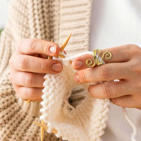 6Pcs Adjustable Hook Ring Handmade Crochet Tension Ring Finger Knitting Thimble Ring Companion Ring Left Right Yarn Tension Control Ring Accessories for Women Crocheters Lovers Mom Birthday in Saudi Arabia