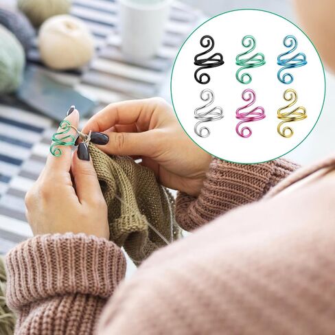 6Pcs Adjustable Hook Ring Handmade Crochet Tension Ring Finger Knitting Thimble Ring Companion Ring Left Right Yarn Tension Control Ring Accessories for Women Crocheters Lovers Mom Birthday in Saudi Arabia