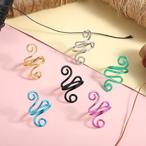 6Pcs Adjustable Hook Ring Handmade Crochet Tension Ring Finger Knitting Thimble Ring Companion Ring Left Right Yarn Tension Control Ring Accessories for Women Crocheters Lovers Mom Birthday in Saudi Arabia