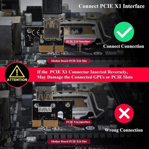 YABOANG PCI-E 1X to 16X Riser Card,GPU Extender Riser Card - (V011-PRO,1 Pack) 10 Capacitors,for Bitcoin Ethereum Mining ETH,with 0.6 m USB 3.0 Extension Cable & 6PIN SATA Power Cable in Saudi Arabia