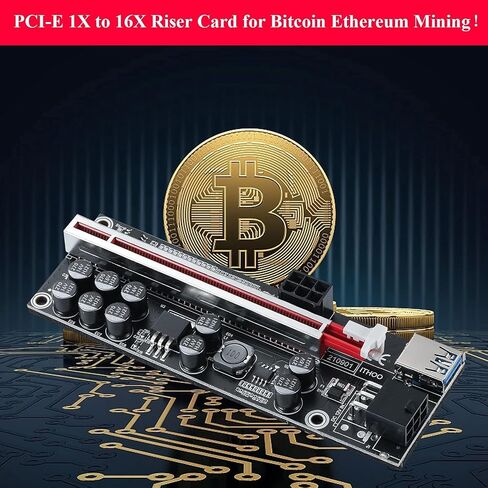 YABOANG PCI-E 1X to 16X Riser Card,GPU Extender Riser Card - (V011-PRO,1 Pack) 10 Capacitors,for Bitcoin Ethereum Mining ETH,with 0.6 m USB 3.0 Extension Cable & 6PIN SATA Power Cable in Saudi Arabia