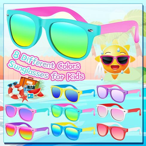 Kids sunglasses bulk, Kids Sunglasses Party Favor, 24Pack Neon Sunglasses with UV400 Protection for Kids, Boys and Girls Age 3-8, Goody Bag Favors, Great Gift for Pool, Birthday Party Supplies in Saudi Arabia