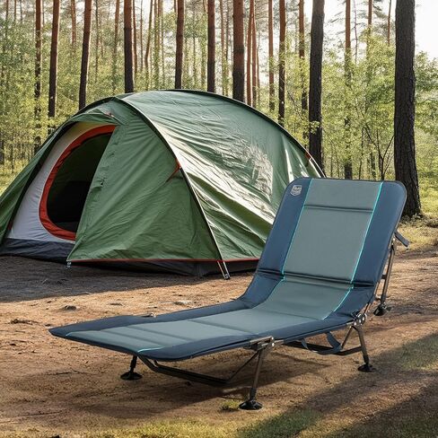 سرير تخييم TIMBER RIDGE، أسرة تخييم للبالغين مع مرتبة تخييم مريحة، سرير محمول قابل للطي، سرير نوم، سرير خيمة شديد التحمل للسفر، سرير تخييم، يدعم 600 رطل، أزرق داكن in Kuwait