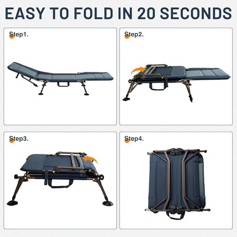 سرير تخييم TIMBER RIDGE، أسرة تخييم للبالغين مع مرتبة تخييم مريحة، سرير محمول قابل للطي، سرير نوم، سرير خيمة شديد التحمل للسفر، سرير تخييم، يدعم 600 رطل، أزرق داكن in Kuwait